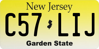 NJ license plate C57LIJ