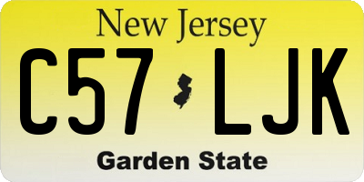 NJ license plate C57LJK