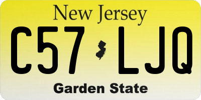 NJ license plate C57LJQ