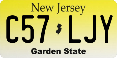 NJ license plate C57LJY