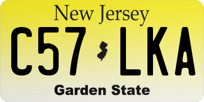 NJ license plate C57LKA