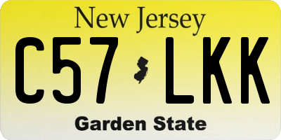NJ license plate C57LKK