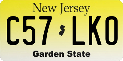 NJ license plate C57LKO