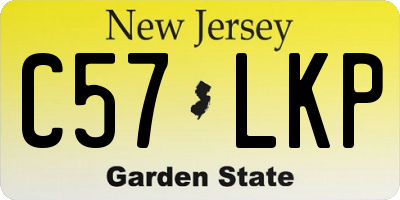 NJ license plate C57LKP