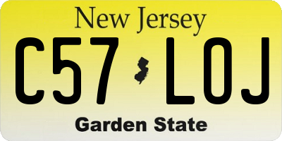 NJ license plate C57LOJ