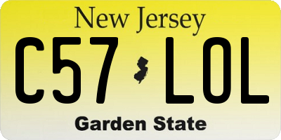 NJ license plate C57LOL