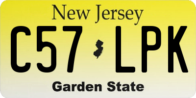 NJ license plate C57LPK