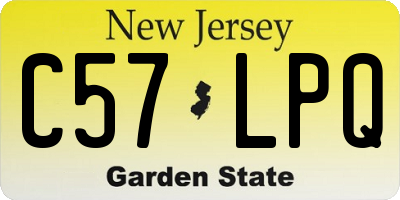 NJ license plate C57LPQ