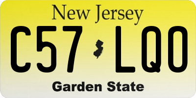 NJ license plate C57LQO