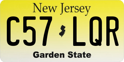 NJ license plate C57LQR