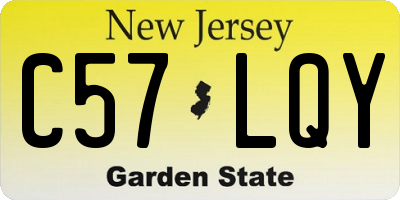 NJ license plate C57LQY
