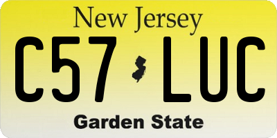 NJ license plate C57LUC