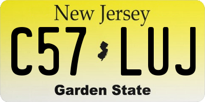 NJ license plate C57LUJ