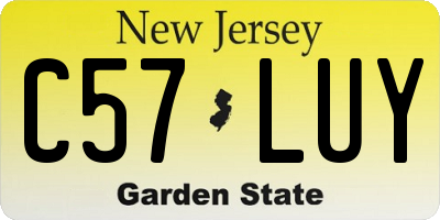 NJ license plate C57LUY