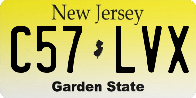 NJ license plate C57LVX