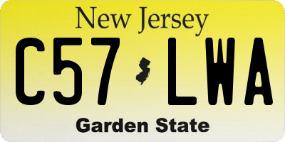 NJ license plate C57LWA