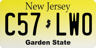 NJ license plate C57LWO