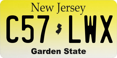 NJ license plate C57LWX