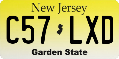 NJ license plate C57LXD