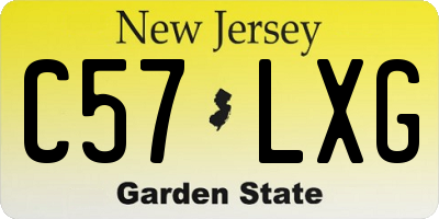 NJ license plate C57LXG
