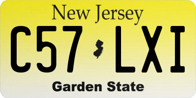 NJ license plate C57LXI