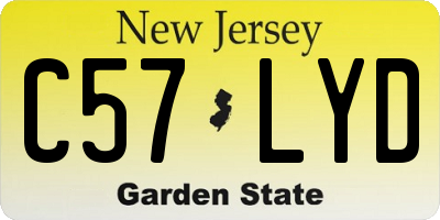 NJ license plate C57LYD