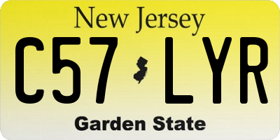 NJ license plate C57LYR