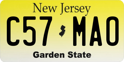 NJ license plate C57MAO