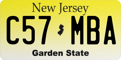 NJ license plate C57MBA