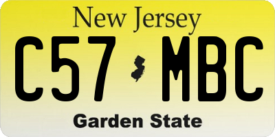 NJ license plate C57MBC