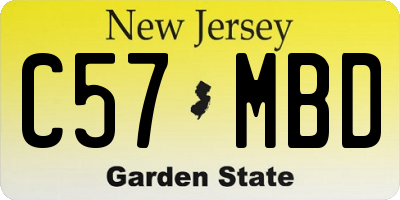 NJ license plate C57MBD