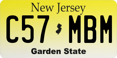 NJ license plate C57MBM
