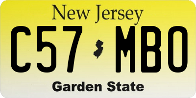 NJ license plate C57MBO