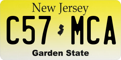 NJ license plate C57MCA
