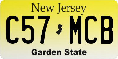 NJ license plate C57MCB