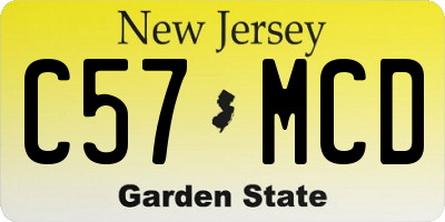 NJ license plate C57MCD