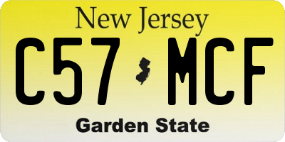 NJ license plate C57MCF