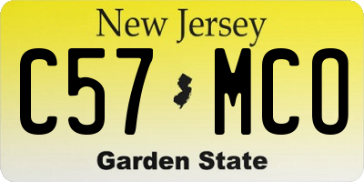 NJ license plate C57MCO
