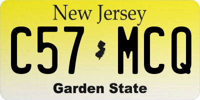 NJ license plate C57MCQ