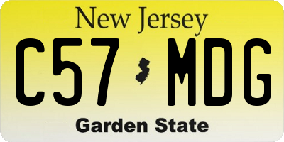 NJ license plate C57MDG
