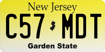 NJ license plate C57MDT