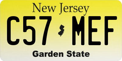 NJ license plate C57MEF