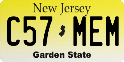 NJ license plate C57MEM