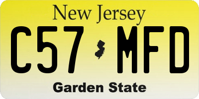 NJ license plate C57MFD