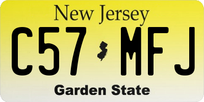 NJ license plate C57MFJ