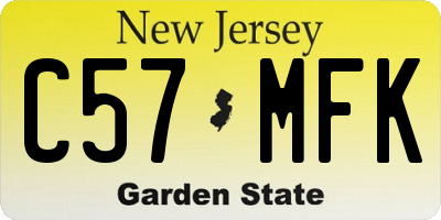 NJ license plate C57MFK