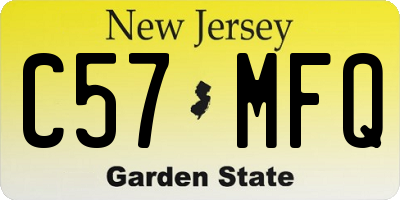 NJ license plate C57MFQ