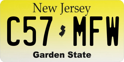 NJ license plate C57MFW