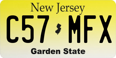 NJ license plate C57MFX