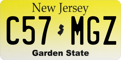 NJ license plate C57MGZ